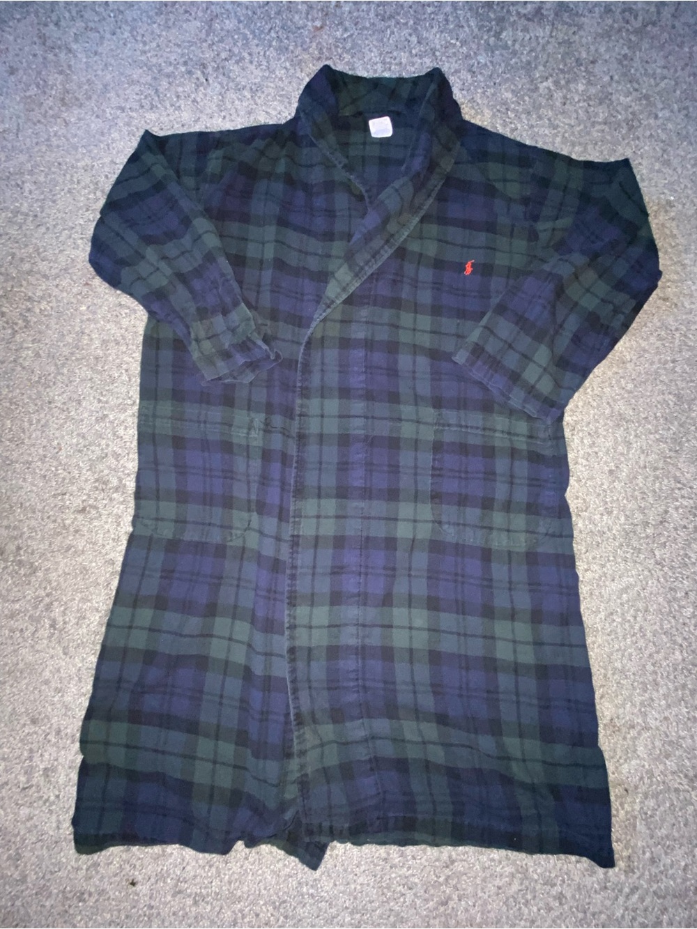 Ralph Lauren Green and Navy Plaid Shirt with Label